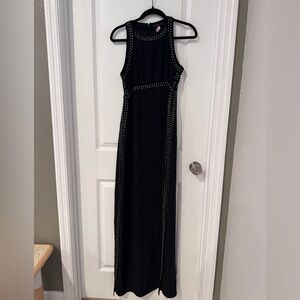 Rachel Zoe Black Maxi Dress with Gold and teal Accents